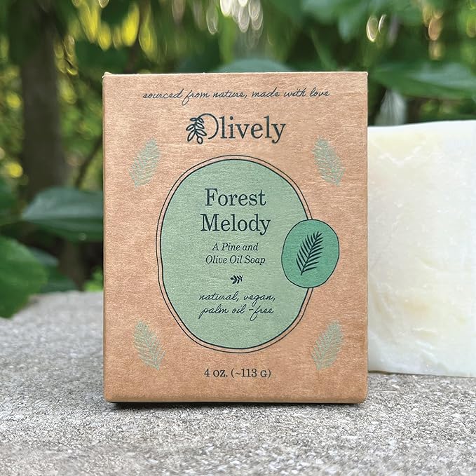 Olively Forest Melody - All Natural Soap Bar - Soap Bar handmade with Olive and Pine Oil - Bar Soaps made with 100% natural ingredients - Body, Bath and Shower Soap - Vegan Bar Soap