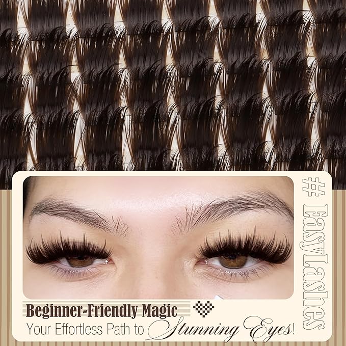 Brown Lash Clusters Spiky Volume Cluster Eyelash Extensions Fairy Spikes Dark Brown Wispy Thick Cluster Lashes Extensions Wide-Band Spiky Fluffy Eyelash Clusters (90 Pcs, CC Curve, 10-16MM)