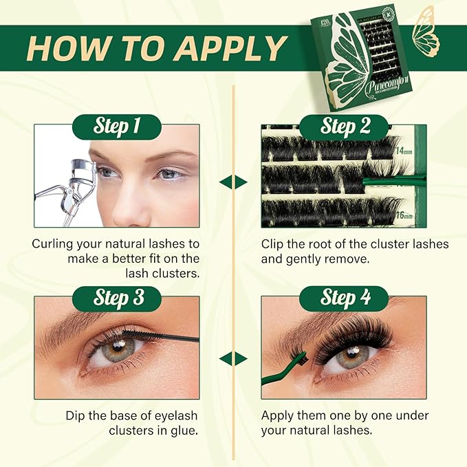 KEYYOU Lash Clusters 120pcs Eyelash Clusters 10-18mix D Curl Cluster Lashes Thick Super Soft Wispy DIY Eyelash Extension at Home(PC03-D-10-18MIX)