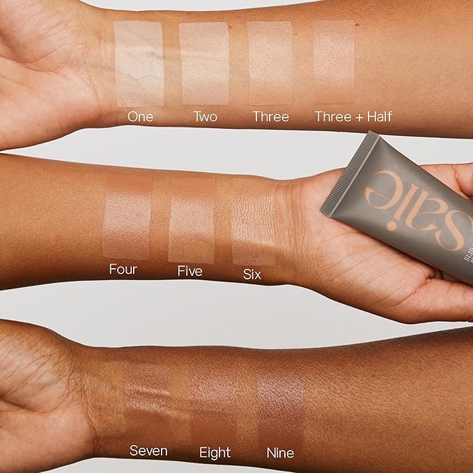 Saie Slip Tint Tinted Moisturizer with SPF 35 - Light Coverage, Glowy Skin Tint & Mineral Sunscreen for Face with Hydrating Hyaluronic Acid - Summer Makeup Essential - Shade Five + Half (1.35 oz)