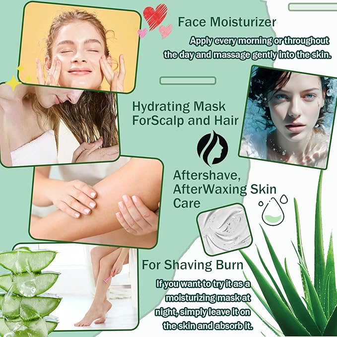 JunKuJK Moisturizing Gel for Face & Body,Non-sticky Gel After Sun Aloe Lotion Skin Care,Fast Absorbing Long Lasting Refreshing Hydrating Face Moisturizer for All Skin Types 09