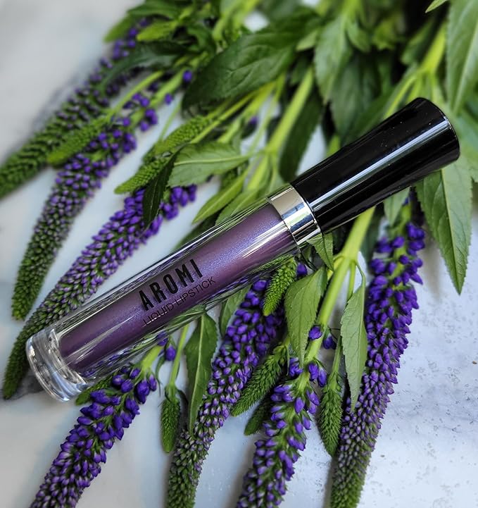 Aromi Violet Plum Metallic Liquid Lipstick | Dark Purple Lip Color with a Shimmery Finish, Vegan, Cruelty-free, Long-Lasting and Smudge Proof Lipstick (Silver Plum) | Long-lasting, Shimmery, Plum Lip Color, Metallic Finish, Waterproof, Long wear lipstick