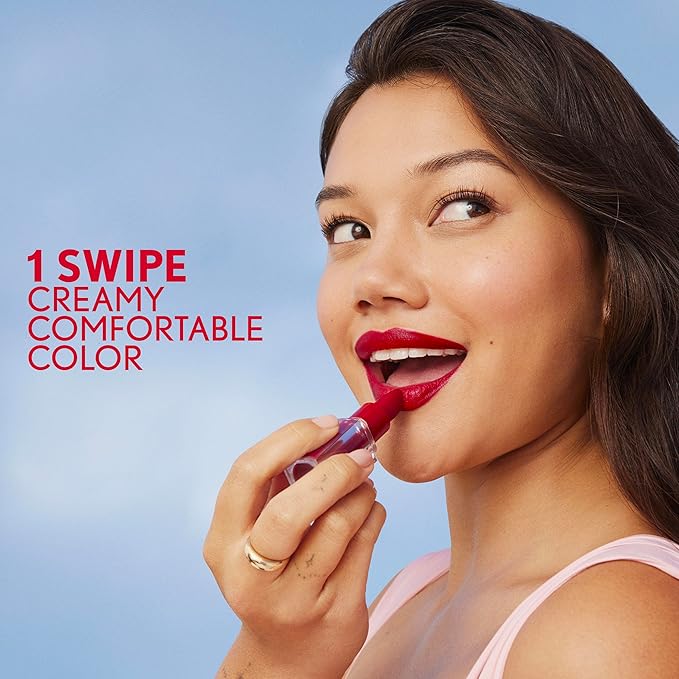 COVERGIRL Clean Lip Color, Crimson Doll, Satin Finish, Squalane, Avocado & Aloe, Carmine-Free, Non-Drying, 0.12oz