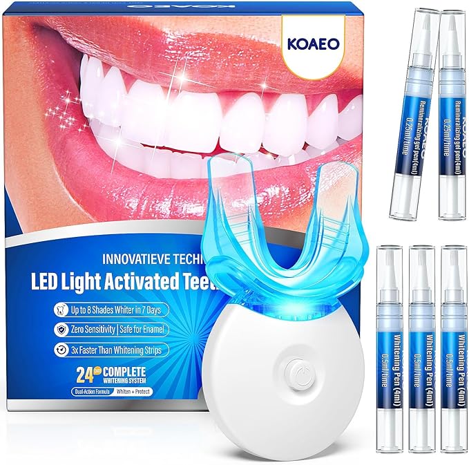 Teeth Whitening Kit – 3 Teeth Whitening Pens + 2 Desensitizing Pens – LED Light – 35% Carbamide Peroxide – Safe & Dentist-Recommended – Fast 7-Day Visible Whitening + Remineralizing Care（Spearmint）