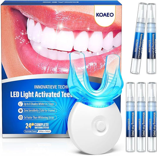 Teeth Whitening Kit – 3 Teeth Whitening Pens + 2 Desensitizing Pens – LED Light – 35% Carbamide Peroxide – Safe & Dentist-Recommended – Fast 7-Day Visible Whitening + Remineralizing Care（Spearmint）
