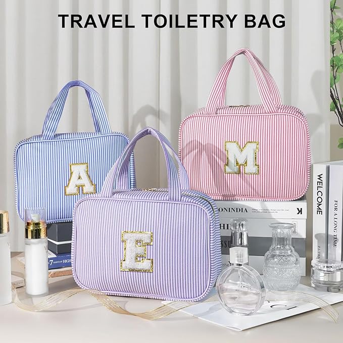 TOPEAST Travel Hanging Toiletry Bag, Personalized Initial Toiletry Pouch, Birthday Gifts for Women Mom Daughter Sister Friends, Cruise Essentials, Pink K