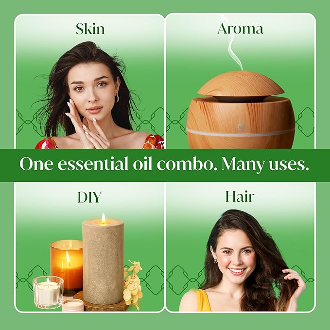 Siva Peppermint Essential Oil and Lemongrass Essential Oil 4oz Bundle Super Saver Combo – Premium Grade Value Set for Aromatherapy, Scalp Massage, Hair Care, Skin & Body