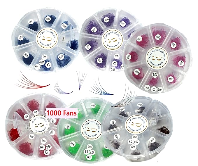 1000 Premade volume fans Mixed lengths 9-16mm loose Fans C, D Curl. Handmade eyelash extensions supplies Russian volume lash Wispy promade fan 4D 5D 6D 7D 8D 9D 10D (Blue 6D 0.07 - Curl D)