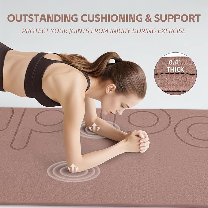 Large Yoga Mat, 72" x 36" x 2/5"（10MM） Thick Non-Slip Exercise Mat, SGS-Certified POE Material, Ideal for Home Gym, Yoga, Pilates, Fitness Workouts & Floor Mat
