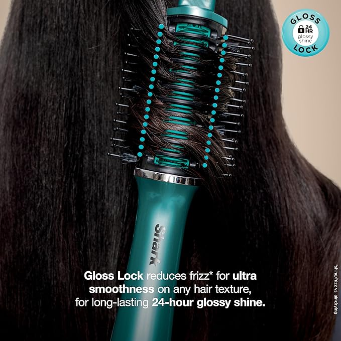 Shark Glossi 2-in-1 Hot Tool and Air Glosser, Ultra-Fast, Ultra-Glossy Blowouts at-Home, Heat-Controlled Ceramic, Curly, Coily, and Color Friendly, Jewel Teal, HT302TL