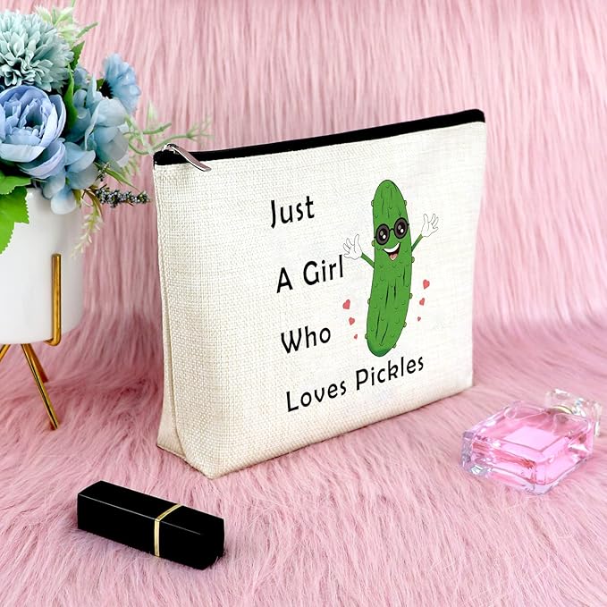 Sfodiary Pickle Gifts Pickle Lover Gifts for Women Makeup Bag Vegetables Lover Presents Cosmetic Bag Friendship Birthday Christmas for Best Friend Daughter Mom Sister Zipper Travel Pouch