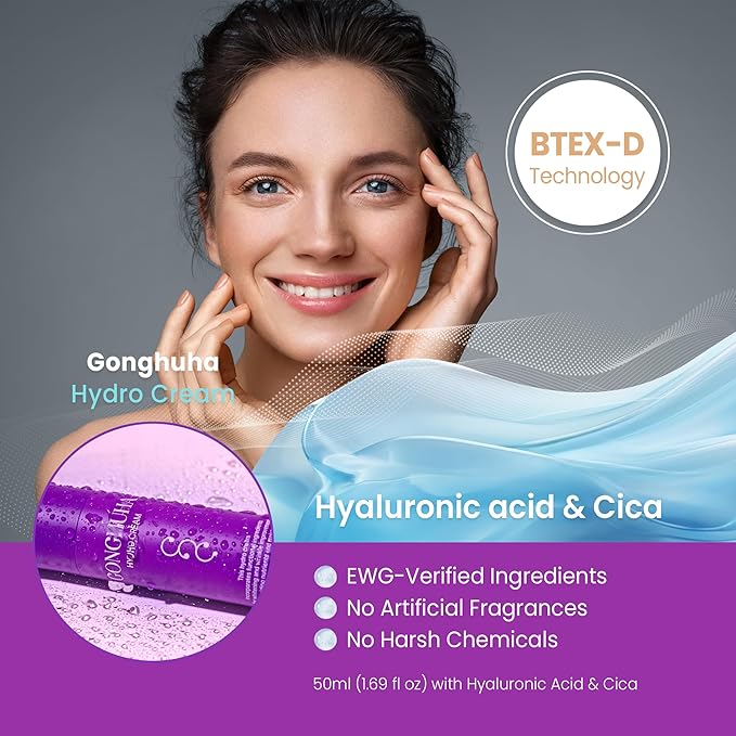 GONGHUHA Hydro Cream – Lightweight Ultra-Hydrating Face Moisturizer for Glowing Skin | 50ml (1.69 fl oz) with Hyaluronic Acid & Cica | Korean Skin Care