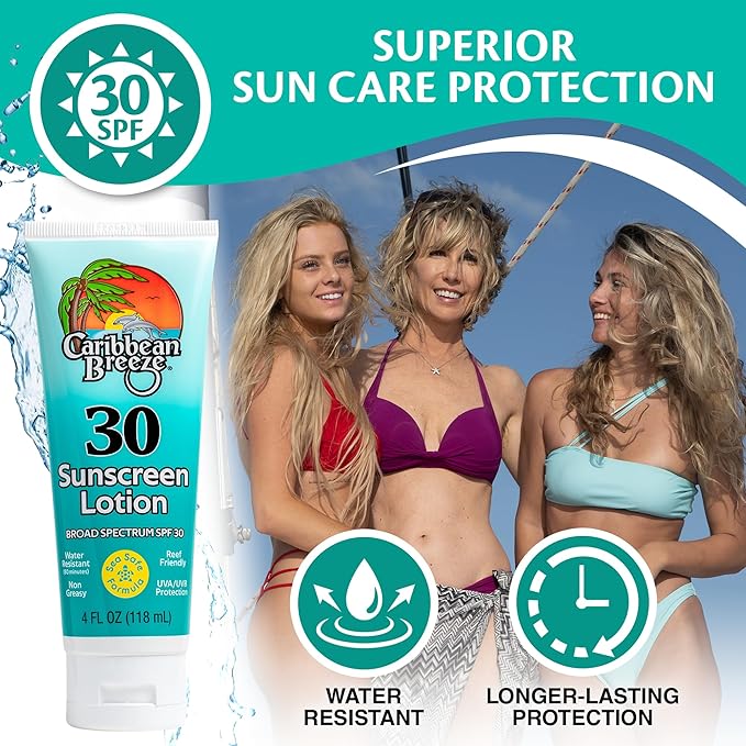 Reef Friendly Sunscreen SPF 30 Lotion, Mango Lime Scent Body Sunscreen Lotion, Rich in Anti Oxidants, Water Resistant Up to 80 Minutes, Broad Spectrum Body Lotion with Sunscreen, 4 oz, 2 Pack