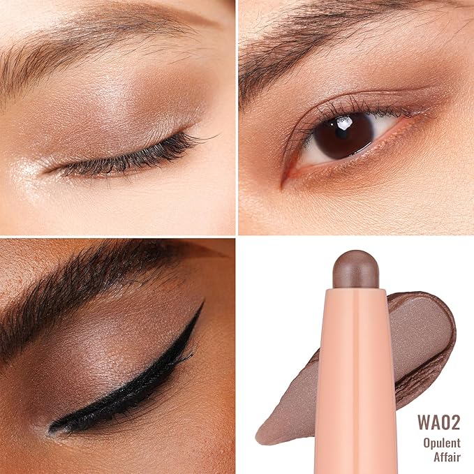 Oulac Mocha Eyeshadow Crayon – Twist-Up Waterproof Stick, Soft Shimmer Finish, Vegan & Cruelty-Free, 1.25g, WA02 Opulent Affair
