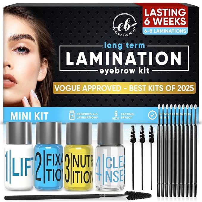 Elevate The Beauty Brow Lamination Kit | At Home DIY Eyebrow Lamination Kit For Instant Brow Lift | Professional Eye Brows Supplies for Fuller Eyebrows | Lasts For Upto 6 Weeks