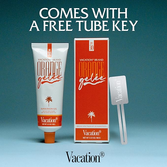 Vacation Orange Gelée SPF 30 Gel & Tube Key Bundle, Hydrating Balm-to-Oil Sunscreen, Mineral-Oil Free, Water-Resistant, Travel Size, 3.12 Oz.