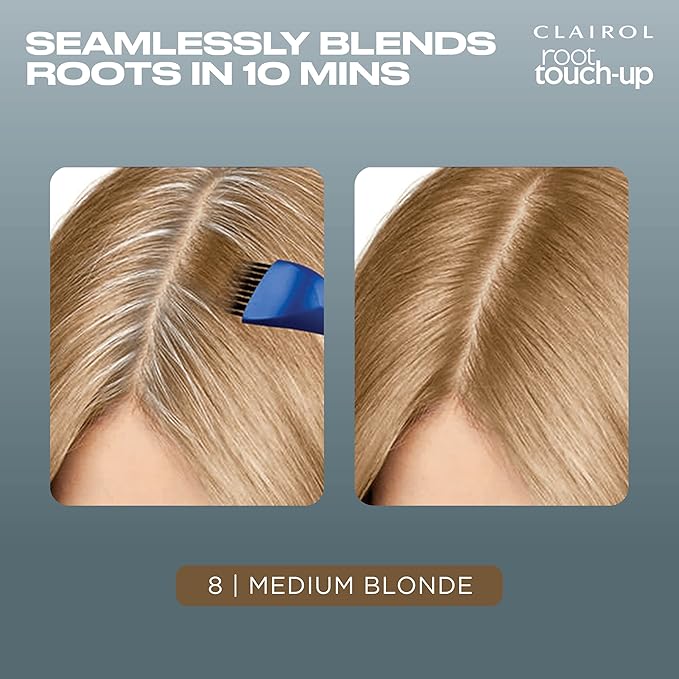 Clairol Root Touch-Up by Nice'n Easy Permanent Hair Dye, 8 Medium Blonde Hair Color, Pack of 1
