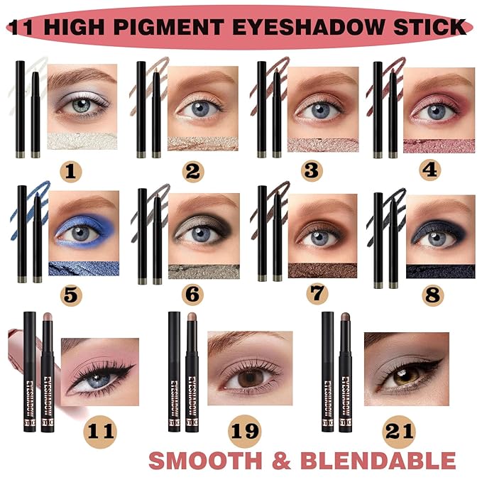 Brown Eyeshadow Stick Smooth Cream Eyeshadow Pencil, Waterproof Long Lasting Eye Shadow Stick, High Pigment Hypoallergenic Highlighter stick Create Multi-Dimensional Eyes Look (07# Brown)