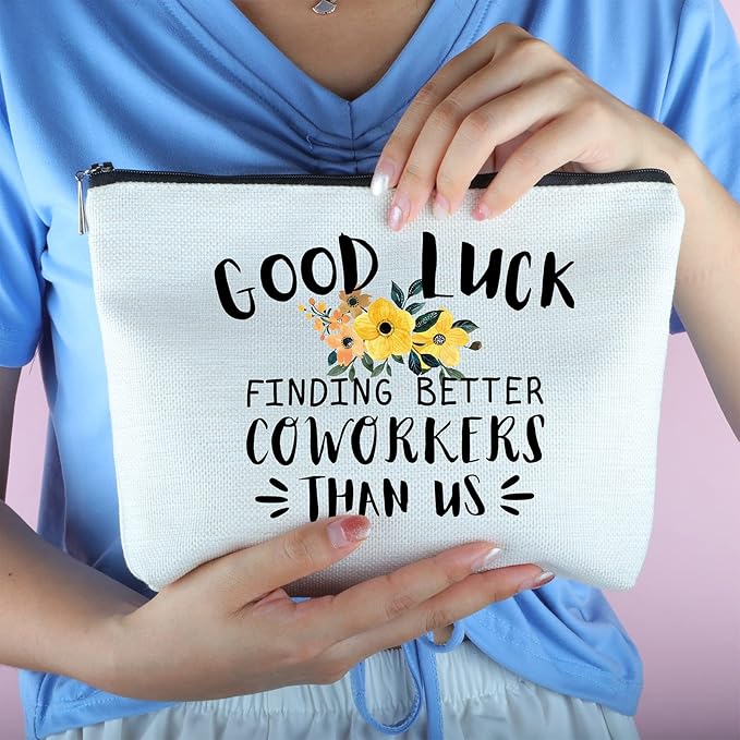 Farewell Gifts for Coworkers Zipper Makeup Bag Travel Cosmetic Bag Coworker Leaving Goodbye Farewell Going Away Inspirational Gifts for Women Coworker
