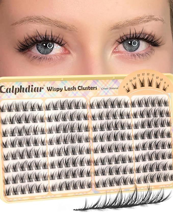 Wispy Lash Clusters 8-12mm Natural Eyelash Clusters 192PCS Individual Lashes Clusters Soft Cluster Eyelash Extensions C-Curly Cluster Lashes for Doll Eye Lash Extension for Beginners