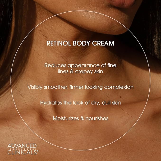 Advanced Clinicals Retinol Body Cream + Hyaluronic Acid Moisturizer 2pc Skincare Set | Face Cream & Body Lotion For Women & Men Helps Improve Appearance Of Crepey Skin, Dry Skin, & Wrinkles, 2pc