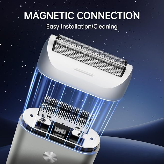 Portable Electric Razor for Men with 8,000 RPM Dual Floating Blade, 1H Charge for 60 Days, Type-C, IPX7 & Anti Pinch, Design for Daily/Travel Use, Electric Foil Shavers for Face, Gray