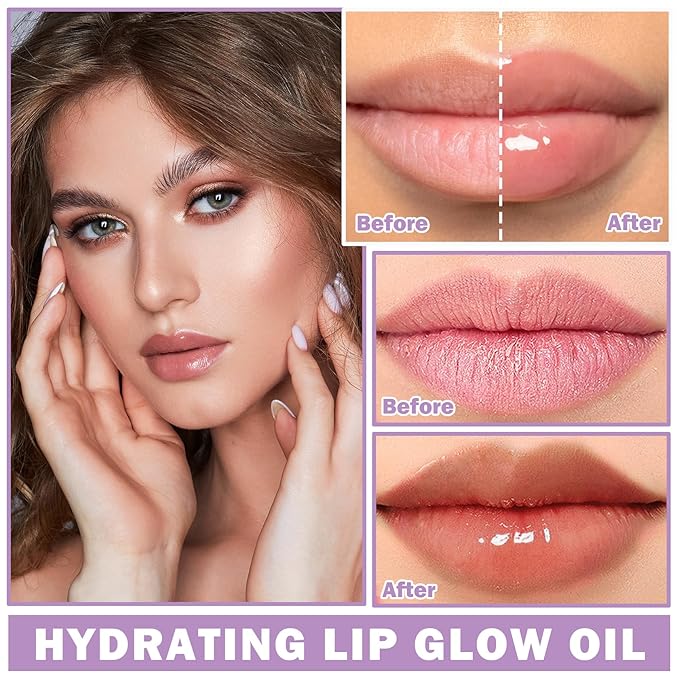 Korean Clear Lip Oil Tinted Lip Plumper Gloss for Women Big Brush Head Hydrating Lip Glow Oil for Lip Care and Dry Lips - 05 Smoke Gray Pink