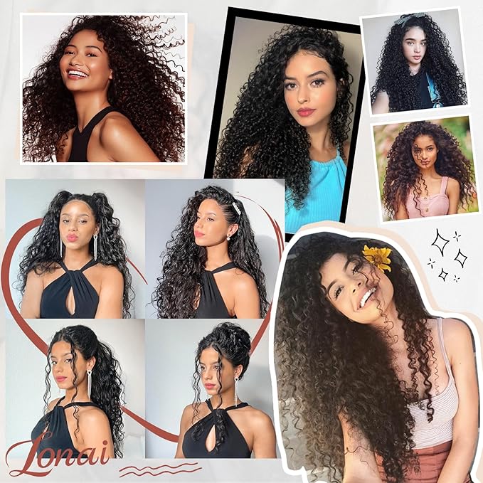 LONAI Black Hair Extension,9PCS 22" Curly Clip in Hair Extensions LN002 Long Soft Thick Synthetic Hairpieces for Women-Dark Brown to Caramel Brown