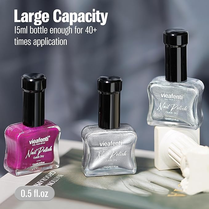 Cat Eye Nail Polish Silver 15ml, Quick Drying Nails Polish with Magnet Regular Cateye Air Dry Oil-Base Glossy Magnetic Nail Polish Non Gel for Ladies
