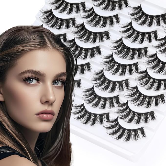 Losha Eyelashes Natural Look Faux Mink Lashes Pack Handmade Fluffy False Eyelashes 14 Pairs Eye Lashes (3D07)