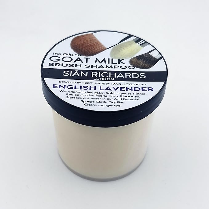 Sian Richards London Goat Milk Solid Brush Shampoo English Lavender | Professional Makeup Brush Cleaner, Natural-Hair Brush Cleanser & Sponge Cleaning Soap, 6oz