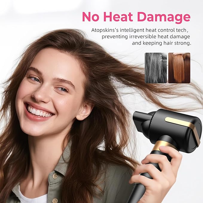 7 in 1 Blow Dryer Brush, Air Wrap Brush Set Hair Dryer Brush 110,000 RPM with Negative Ion Hair Styler Dry, Curling, Volumizing, Straightening and Styling (Black)
