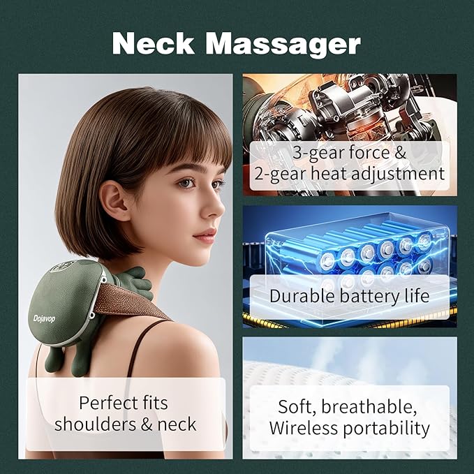 Neck Massager with Heat for Pain Relief Deep Tissue Cordless Neck and Shoulder Massager with Heat and Fingers Bionic Hand Electric Cervical Back Massagers 2026 (Upgraded Version)