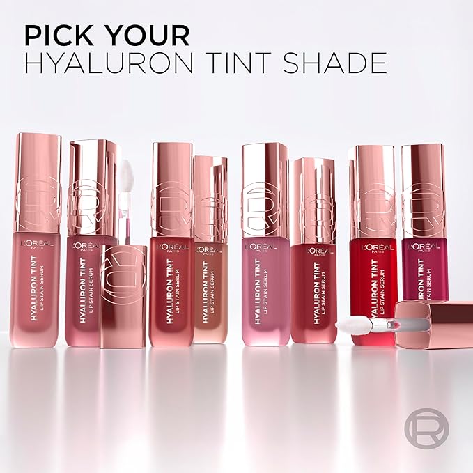 L'Oreal Paris Hyaluron Tint Lip Stain Serum, Long Lasting, Hydrating Lip Makeup Infused with Hyaluronic Acid, 420 Le Rouge Paris (Universal Red)