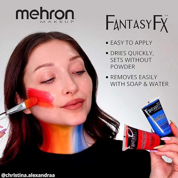 Mehron Makeup Fantasy FX Cream Makeup | Water Based | Halloween | Red Face & Body Paint For Adults 1 fl oz (30ml) (RED)