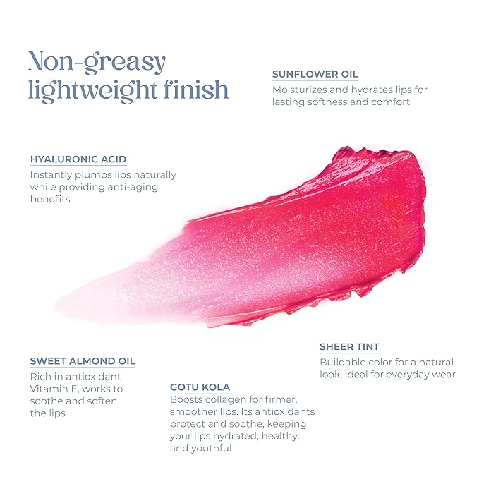 Tinted Lip Balm. Moisturizing Sheer, Buildable Lip Col 21oz