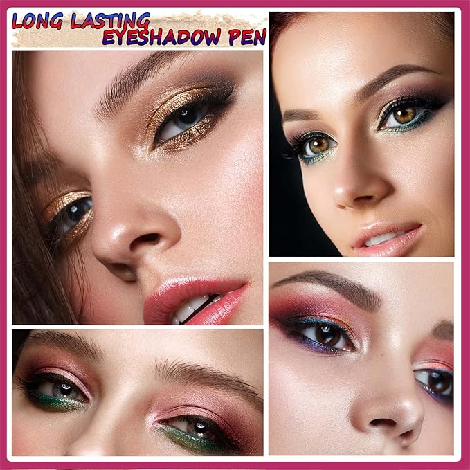 2 in 1 Eyeshadow Stick - Cream Smooth Shimmer Hot Pink Eyeshadow Pencil, Hypoallergenic Waterproof Long Lasting Multi-Dimensional Eye Shadow Highlighter Stick Makeup Eyeliner Pen (Shimmer #13)