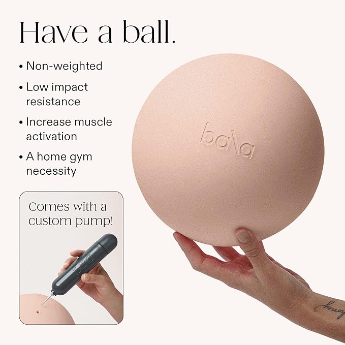 Bala Non-Weighted Exercise Ball - 8" Yoga Ball for Barre, Stretching, Strength & Core Training - Small Pilates Ball Workout Accessory with Mini Pump for Home Gym & Fitness Routines - 100% PVC