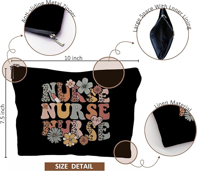 QGFM Nurse Makeup Bags - Cosmetic Bags With Zipper for Women & Student Nurses