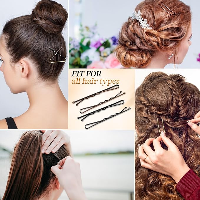 Tigeen 1200 Pcs Bobby Pins Bulk 2 Inch Hair Pins Kit for Women Invisible Wave Clips Pain-free Hairpin with Storage Case for Hairdressing Salon Ballet Studio Haircut All Hair Types(Black, Brown, Gold)