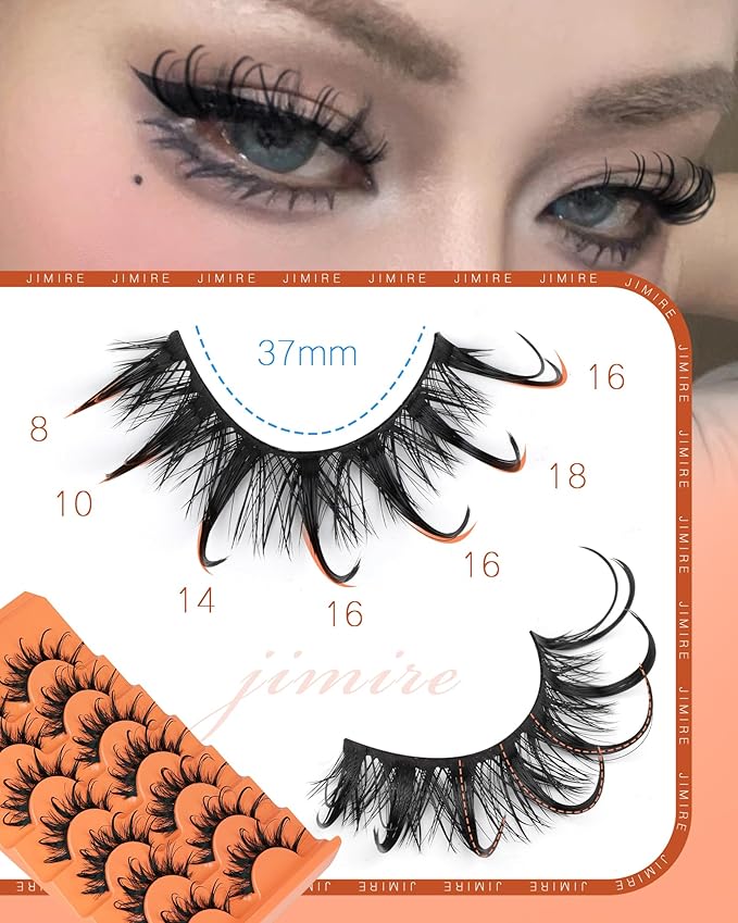 Manga Lashes Natural Look Spiky False Eyelashes Fluffy D Curl Wispy Lashes 3D Volume Anime Lashes with Spikes for Cosplay Party Wet Lashes Look by JIMIRE