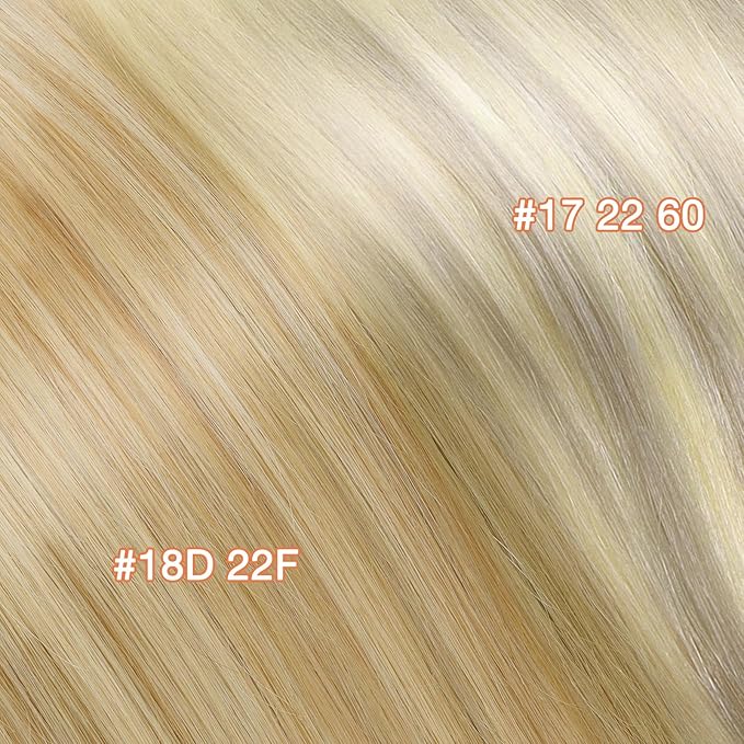 GOO GOO Invisi Edge Clip in Hair Extensions Set, 22inch 160g, 4pcs Injected Seamless PU Clip ins and 3pcs Classical PU Clip ins, Virgin Real Human Hair, #(T17/22) P60