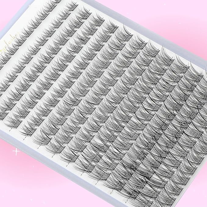 Fairy Lash Clusters Kit with Spike, Eyelash Clusters Individual D Curl Fluffy Wispy False Eyelashes Extensions Thin Band with Bond Seal Tweezers Remover DlY Manga Lashes Extension Kit (SMY08-KIT)