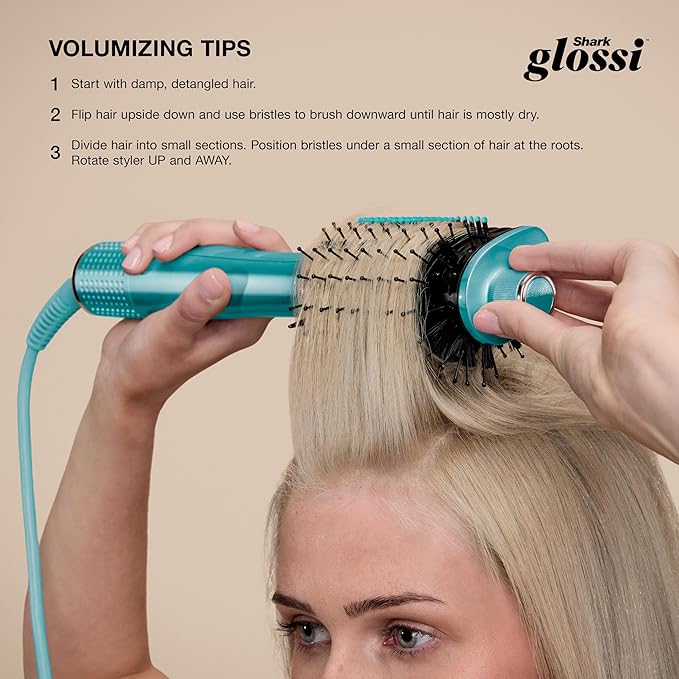 Shark Glossi 2-in-1 Hot Tool and Air Glosser, Ultra-Fast, Ultra-Glossy Blowouts at-Home, Heat-Controlled Ceramic, Curly, Coily, and Color Friendly, Jewel Teal, HT302TL
