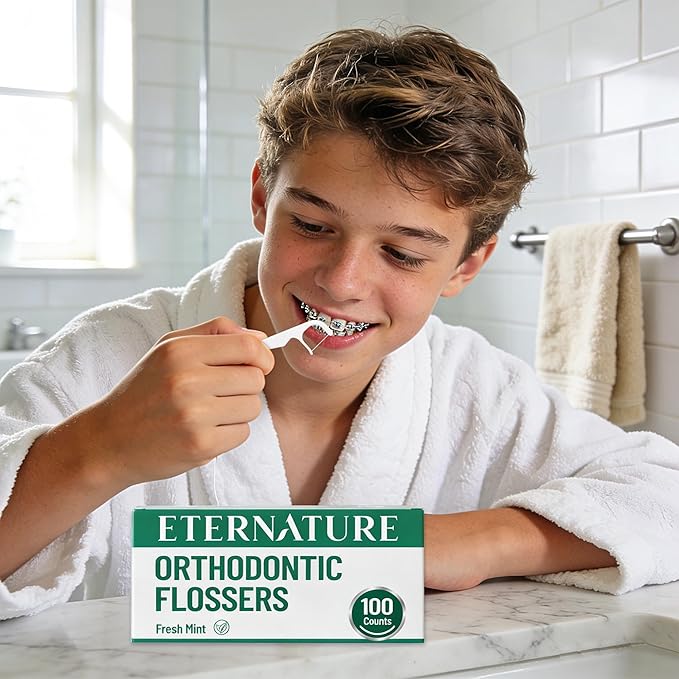Floss Picks for Braces, 200ct Orthodontic Braces Flossers for Adults and Kids with Toothpick End, Extra Thin Floss Threader for Tight Teeth Cleaning Between Brace, Dental Care Floss Sticks, Mint