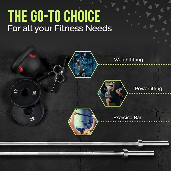 Black Men’s Elevation Barbell (7FT) (44LBS Bar Weight) (1500LBS Weight