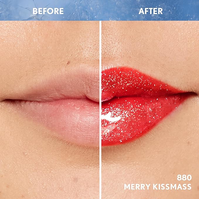 COVERGIRL Clean Fresh Yummy Plumper Lip Gloss, 880 Merry Kissmass, Shiny Gloss, Vegan Formula, Easy to Apply, Minty Flavor, 0.33oz