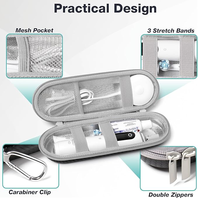 Nincha Hard Shell Electric Toothbrush Case - for Oral-B iO/Pro/Smart Series, Philips Sonicare Electric Toothbrush, Bigger Size Travel Case Fits all Powered Toothbrushes and Accessories Black