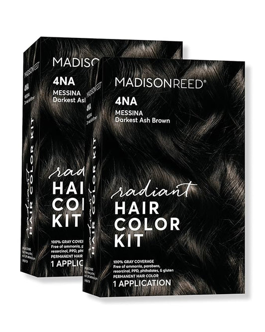 Madison Reed Radiant Hair Color Kit - 4NA Darkest Ash Brown with Cool Smoky Undertones (Messina Brown), Dimensional Gray Hair Blending Permanent Hair Dye, PPD-Free & Ammonia-Free, 2 Pack