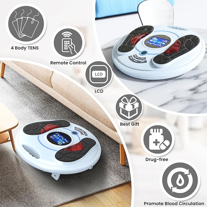 Creliver EMS Foot Massager for Neuropathy, NMES Foot Stmulator with 25 Modes 99 Intensities, Feet Circulation Stimulator for Neuropathy, Plantar Fasciitis, Gifts for Mom Dad
